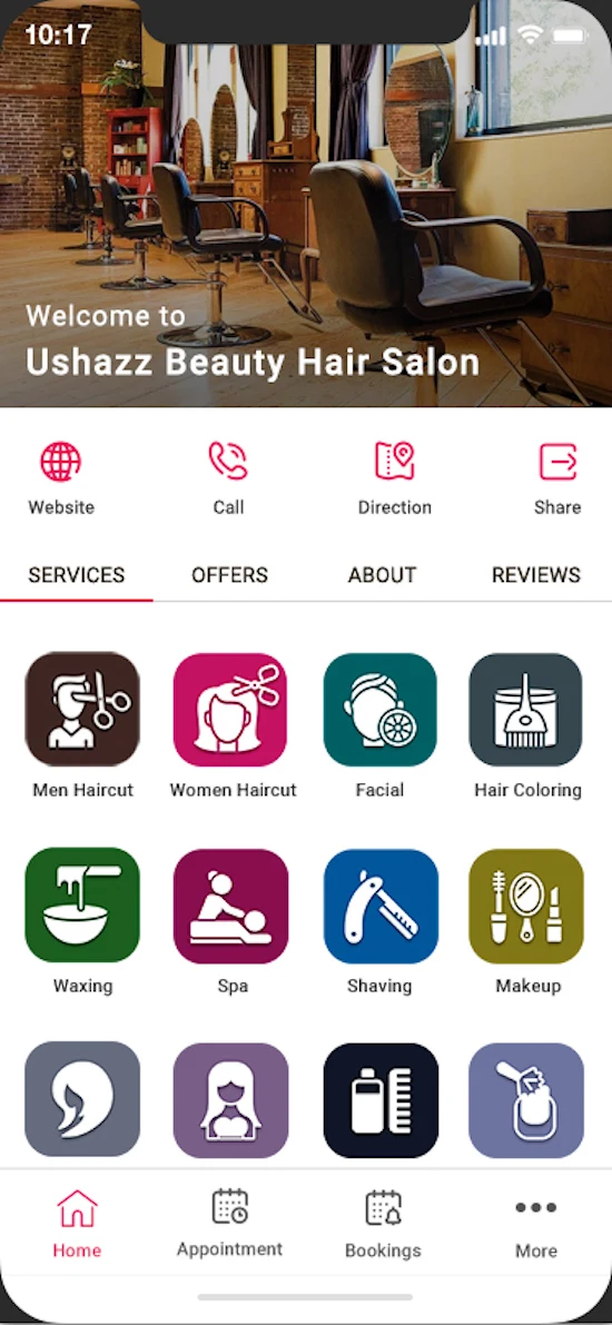 Beauty salon mobile app UI